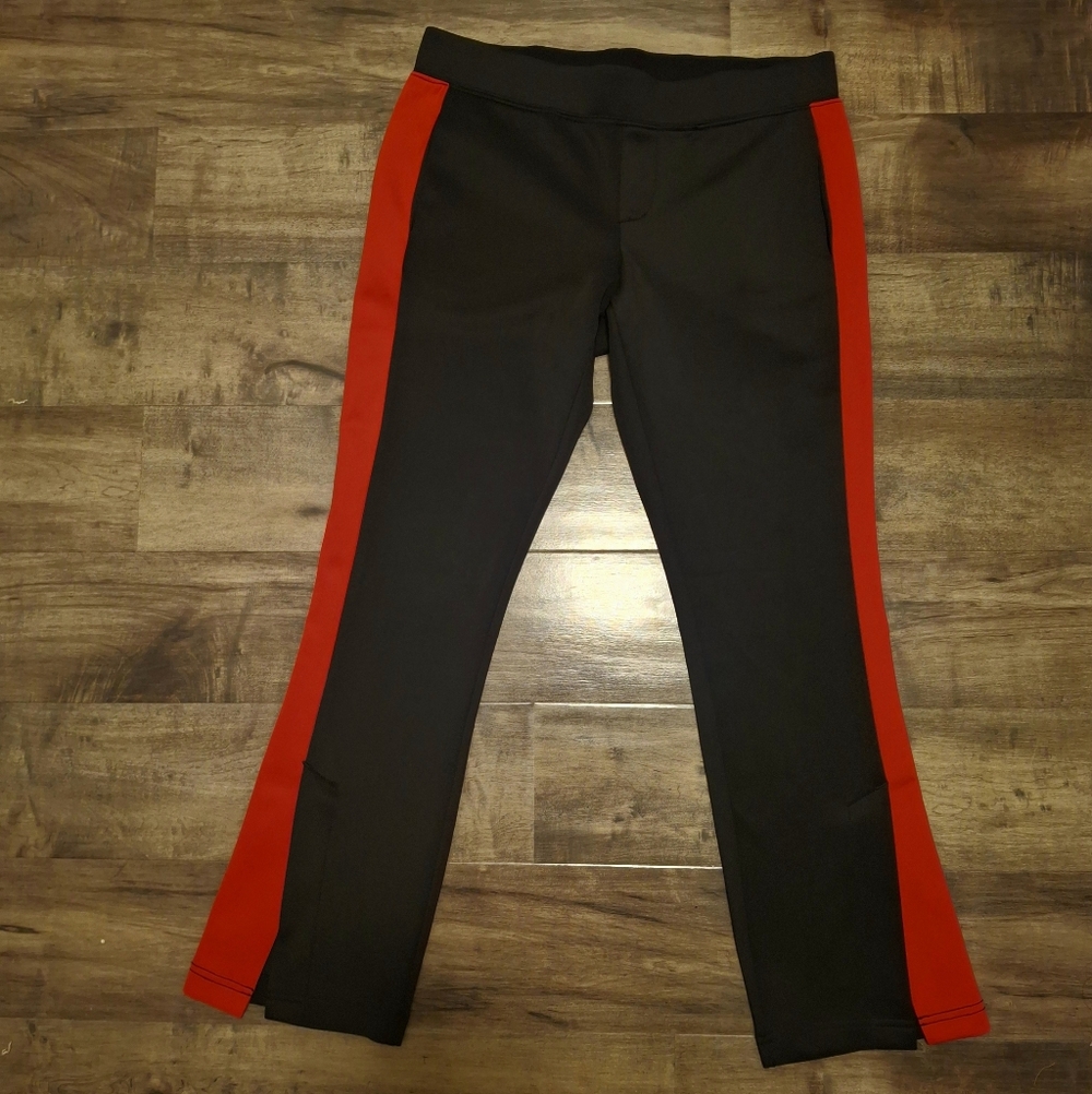 Pam & Gela Track Pants Black & Red Mid Rise Flare